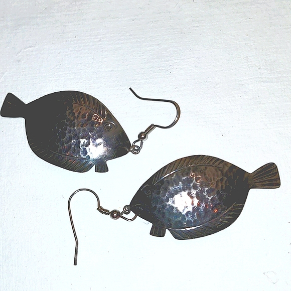TAXCO SILVER flounder fish earrings - Picture 4 of 12
